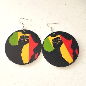 3 for $18 NWT Real Wood African Pierced Earrings 1 1/2 Inches